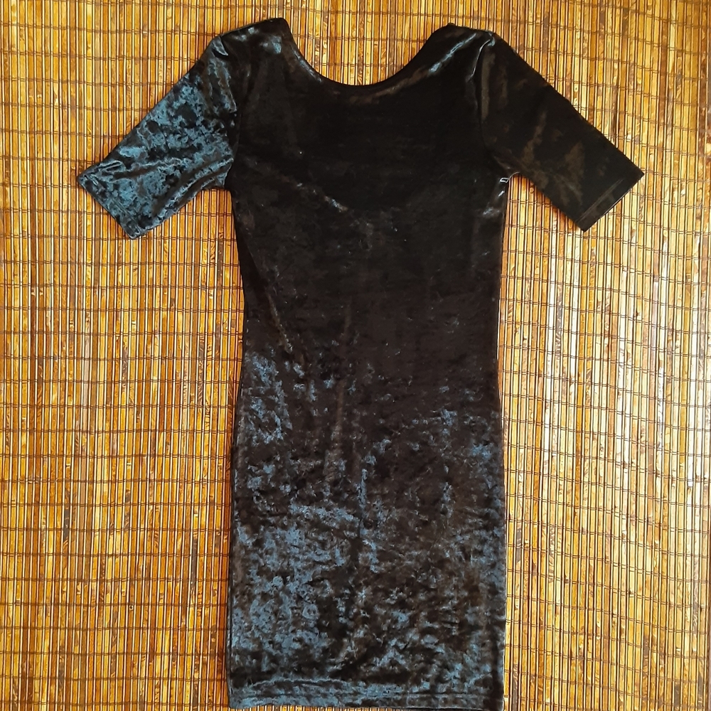 Velvet Black Bodycon Mini Dress Frenchi Sm…